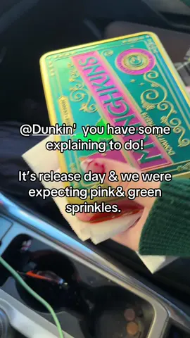 @Dunkin' I hope you’re happy now…. We thought they just didn’t give us the sprinkles but our location only had Halloween ones. 💖💚 #dunkindonuts #wicked #dunkin 