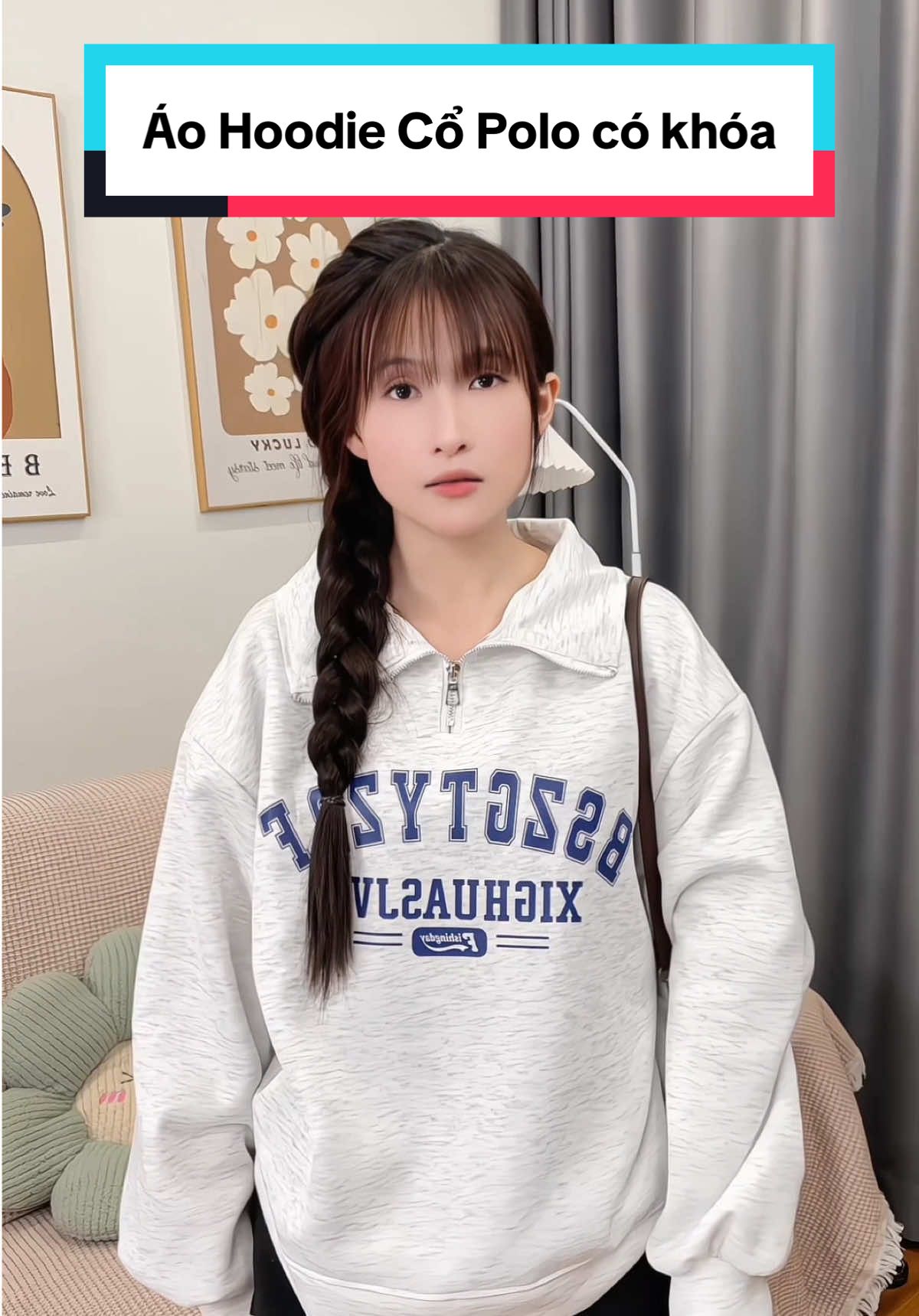 Áo Hoodie Cổ Polo có khóa #aothun#thudong#xuhuong #aoni 