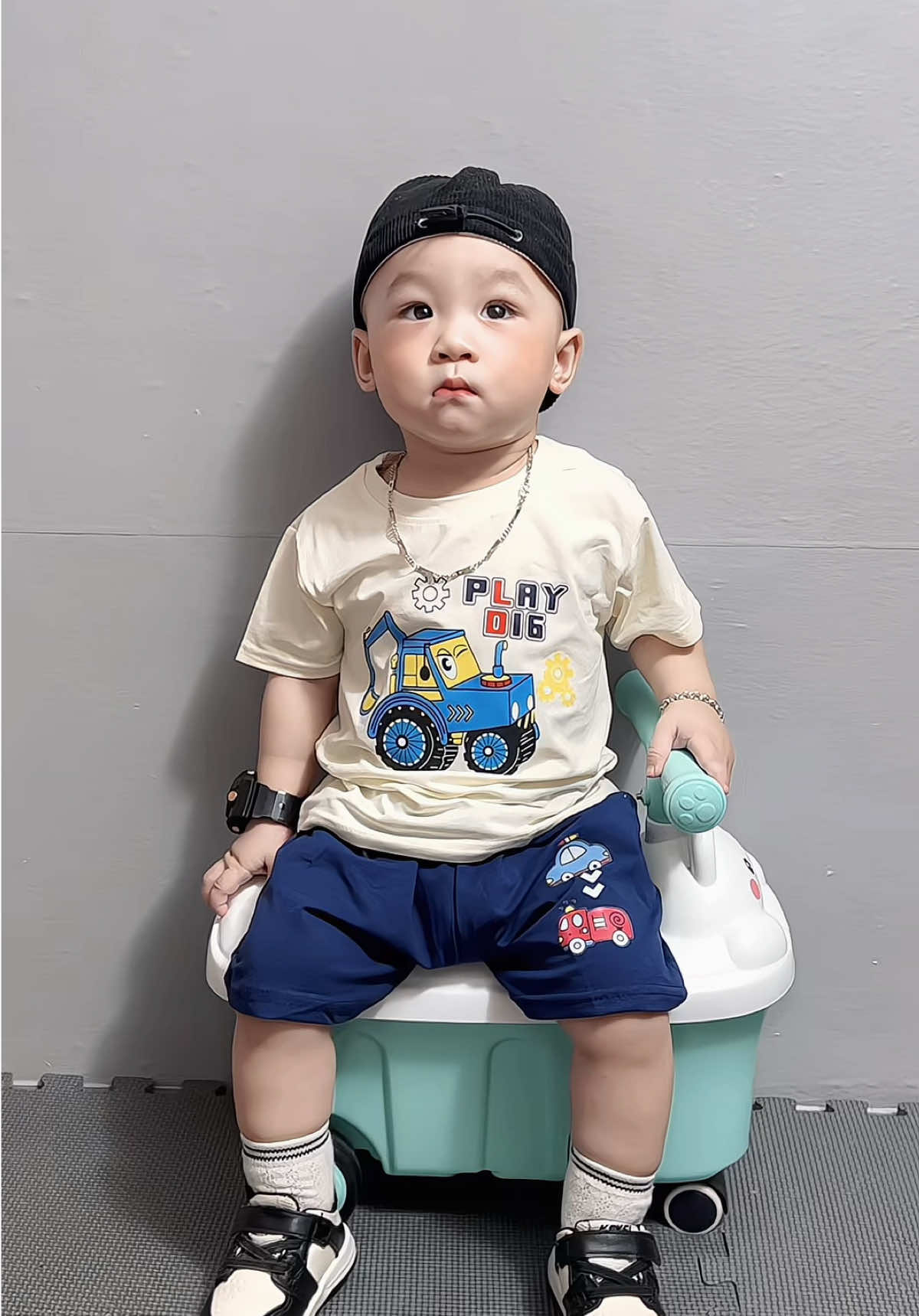 Bộ đồ bé trai cotton in hình xe cẩu🥰🥰 #xuhuongtiktok #embedangyeu #bodochobe 