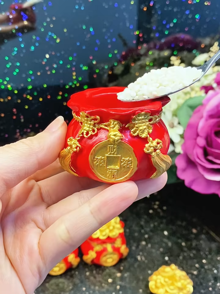 Combo 3 hũ gạo muối tài lộc trang trí ban thần tài chiêu lộc