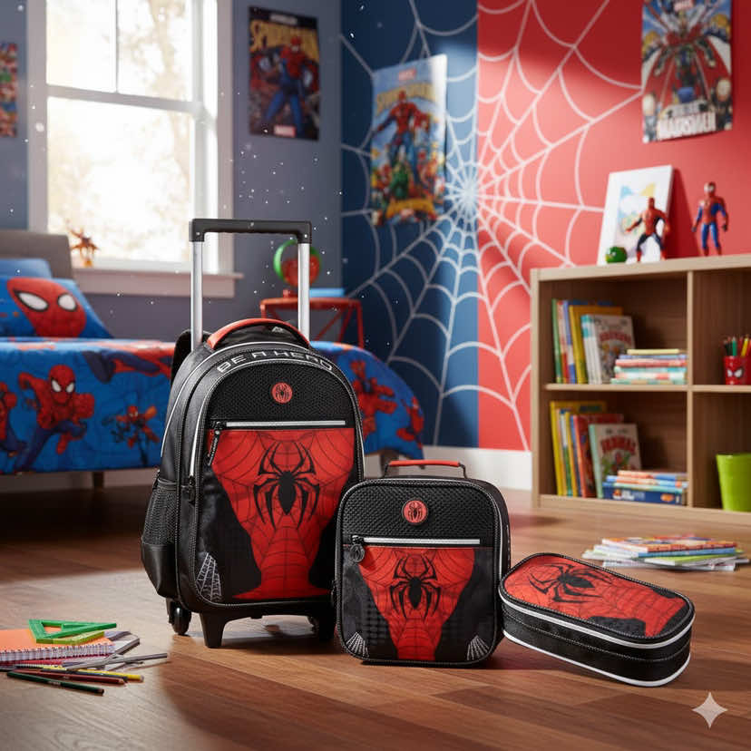 Pronta pra ação! 💪🕷️ Garanta o Kit Spider Dark e surpreenda na volta às aulas com muito estilo e praticidade! 🚀 #AchadinhosShopee #VoltaAsAulas2025 #SpiderDark #MochilaDeMenino #EstiloNaEscola 