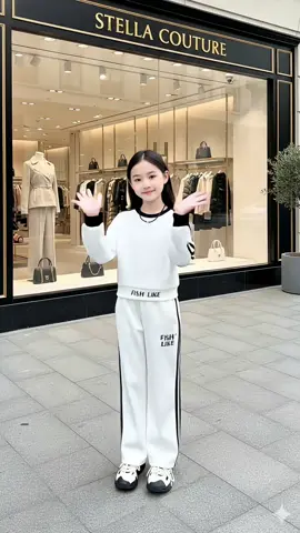 Bộ đồ thu đông cao cấp 2 màu trắng đen cho bé gái. #thoitrangtreem #bodobegai #xuhuong #trending #beyeutiktok 