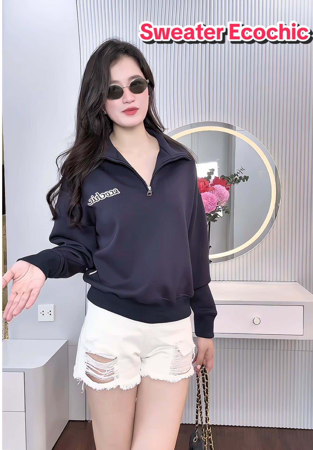 Áo Sweater Khoá Kéo ECOCHIC  #aosweater #ecochic #ecochicvn #quynhchanhsa 