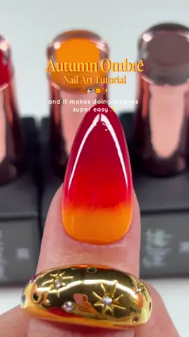 fall ombré nail tutorial 💅🍁 using all Tickled Pinque Cosmetics 🌸 🖤 pretty poison 💋 true love’s kiss 🍊 squeeze me ❤️ first date 🤎 incognito 🌟 top gloss save this for your next cozy nail sesh ✨  💅 • @dreamcorenails 