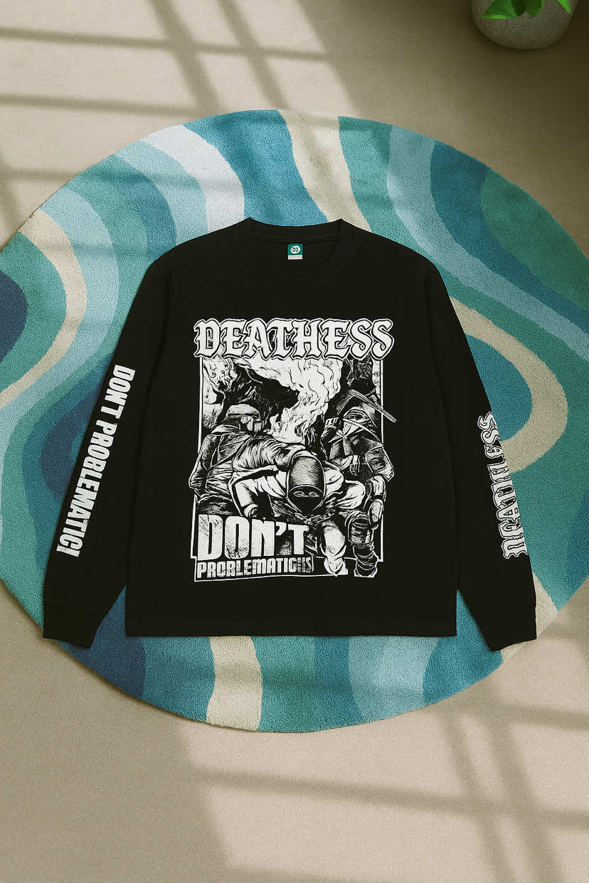 DEATHLESS KAOS LENGAN PANJANG motif keren🤩#kaoskatun #rekomendasioutfit #kaosmurah #rekomendasikaos 