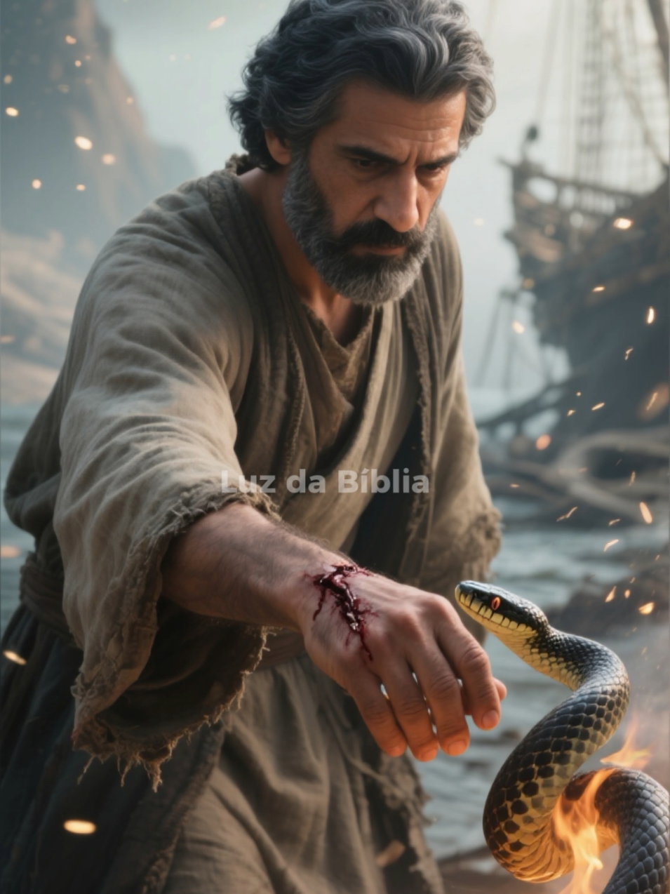 🔥 Paulo e a Víbora em Malta 🐍 #deus #biblia #historia# Após o naufrágio, uma víbora mordeu a mão de Paulo — todos esperavam sua morte, mas ele apenas sacudiu a cobra no fogo e nada sofreu. 🙌 📖 “Paulo, porém, sacudindo o réptil no fogo, não sofreu mal nenhum.” (Atos 28:5) Quando Deus tem propósito na tua vida, nem o veneno mais forte pode te parar. O que era para te destruir, Deus usa para te fortalecer. 💪 #fé #milagre 