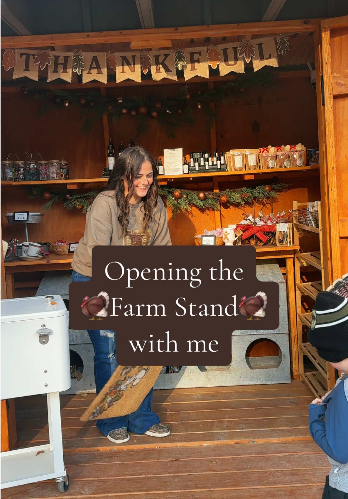 The best helper🥹🦃 #smotherssmallshop @Homestead Indiana Map #homesteadindiana #farmstand #farmstandrestock #farmstandideas #fallfarmstand #indiana #homestead #farm #thanksgiving #christmasgifts 