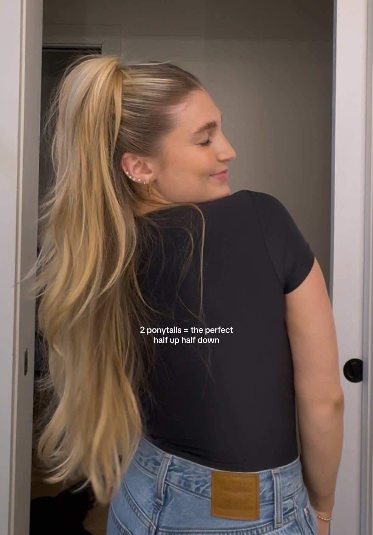 the half up half down hack we didn’t know we needed!! @Dae Hair #hairtok #hairstyle #hairtutorial #halfuphalfdown #slickback 