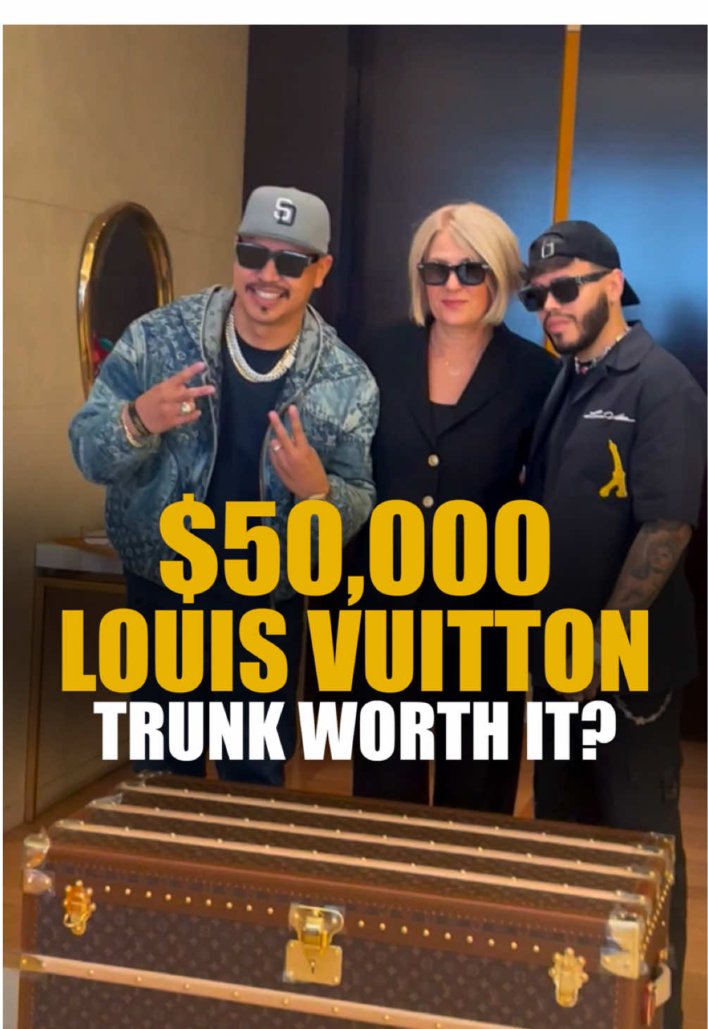 Is This $50,000 Louis Vuitton Trunk Worth It⁉️ Most would say it’s crazy to get something like this. But I look at it as a major statement piece for our upcoming podcast. Ain’t nobody gonna do it as big as us and this is definitely gonna set us apart. Would y’all get this? #louisvuitton #luxury #millionaire #fyp #viral 
