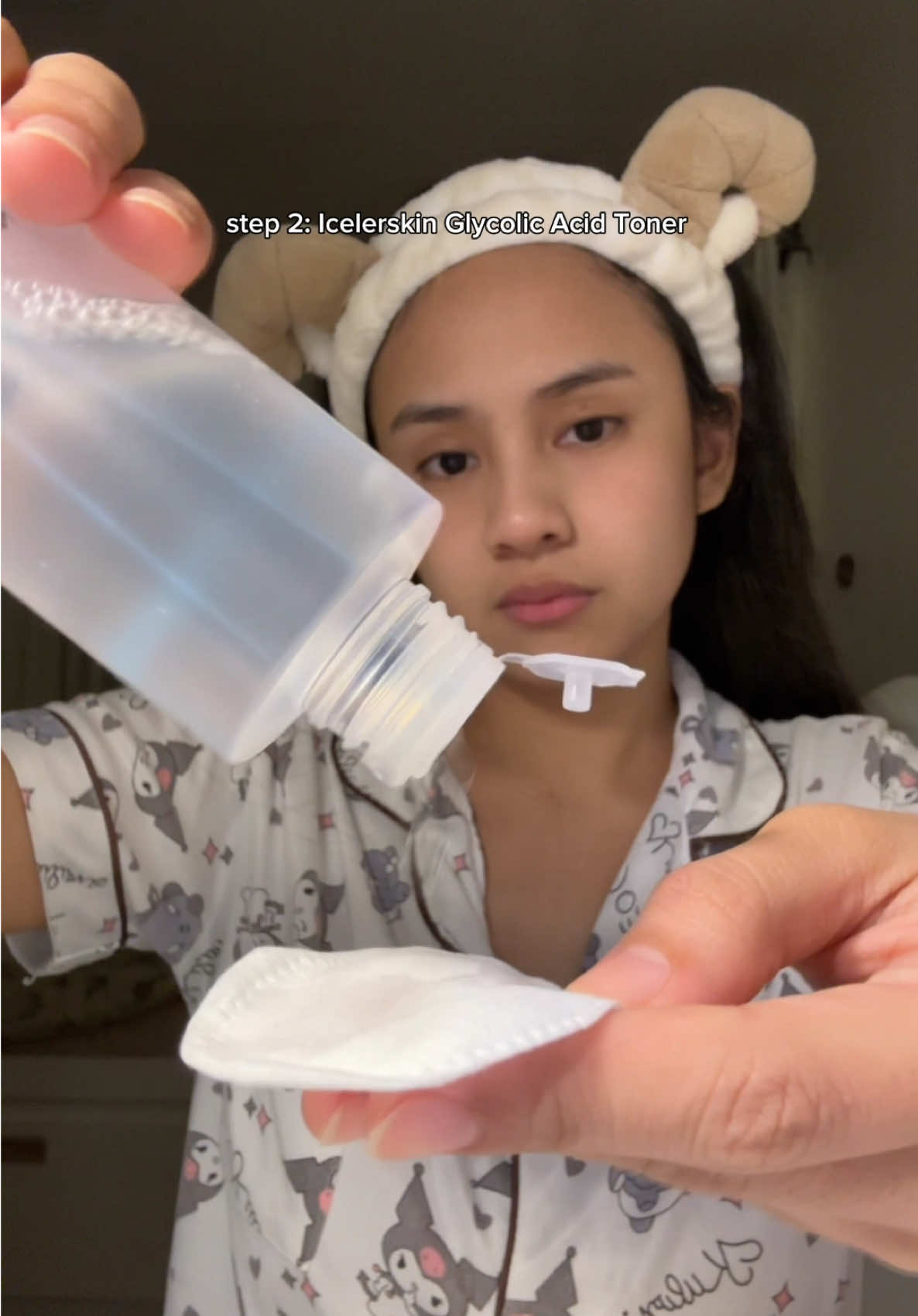 do my night skincare routine with me! i didn’t expect to love the toner this much! the icelerskin glycolic acid toner makes my skin feel baby smooth and clean without the sting 💕 #Icelerskin #NighttimeSkincare #glycolicacid #tiktokshop11bigpamasko 