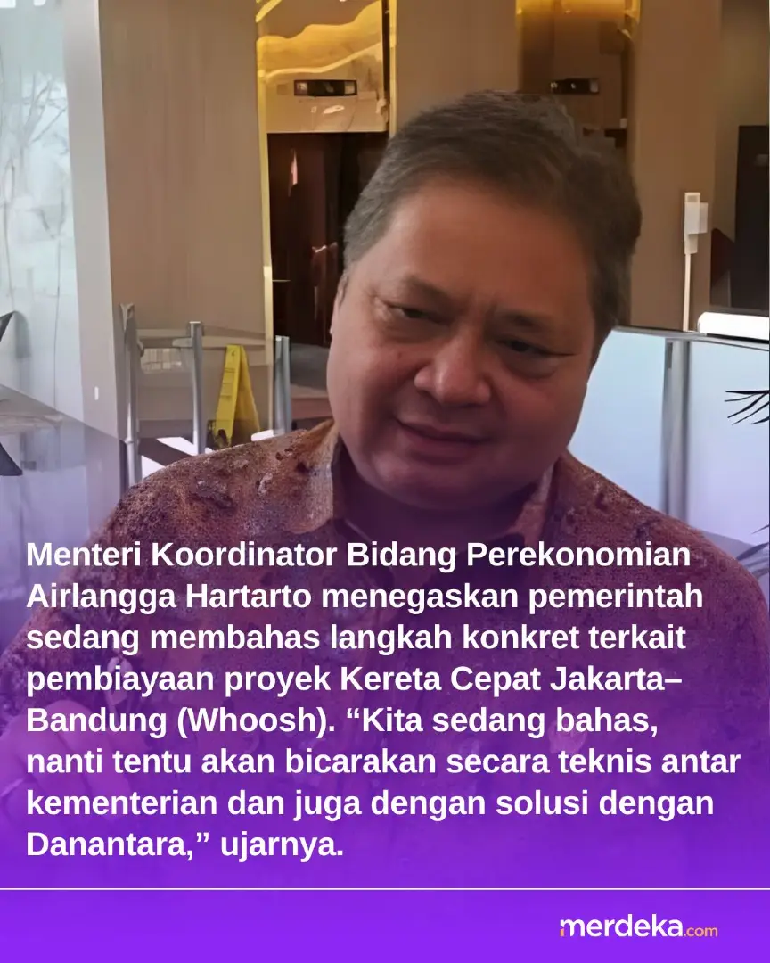 Menko Airlangga Hartarto menyatakan pemerintah tengah membahas teknis pembiayaan Whoosh, termasuk tanggung jawab utang. Ini menindaklanjuti pernyataan Presiden Prabowo yang siap menanggung jawab proyek tersebut. #Whoosh #UtangProyek #Prabowo #mdkdriz #mdkmrs