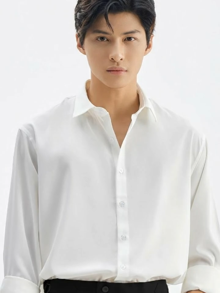 Áo sơ mi nam tay dài JBAGY Pastel sơ mi trắng form rộng, vải lụa tăm cao cấp phong cách Hàn Quốc SP_046  #xuhuong #tiktok #OOTD #foryou #fyp