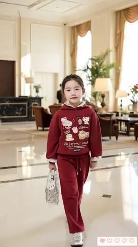 Set bộ nỉ 2 da mang sắc đỏ nổi bật #viral #xh #quanaotreem #đobobegai 