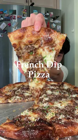 French Dip Pizza. Baked on @Baking Steel Company . Used @King Arthur Baking bread flour for dough. #pizza #asmr #EasyRecipe #DinnerIdeas #frenchdip 