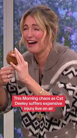 Chaos broke out during This Morning's cooking segment as host Cat Deeley suffered an expensive injury live on air. #ITV #catdeeley #thismorning 