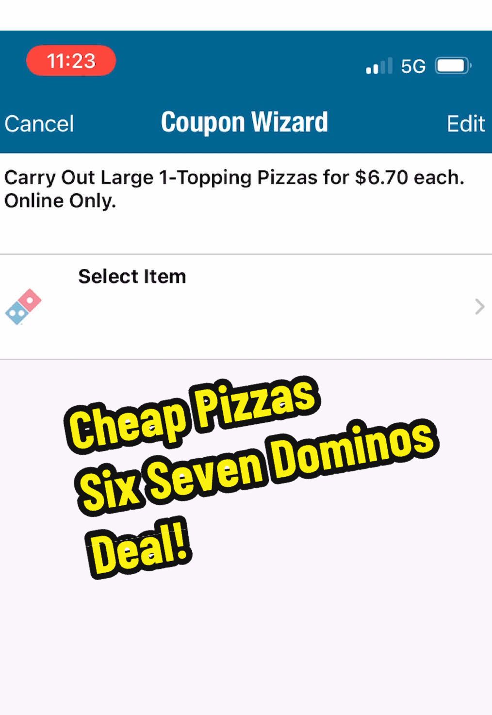 We can get a cheap lunch or dinner from Dominos with this coupon code! #sale #deal #coupon #cheapmeals 