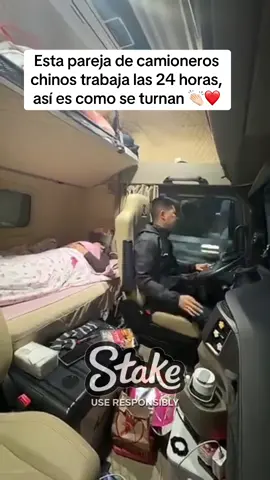 Esta pareja de camioneros chinos trabaja las 24 horas, así es como se turnan 👏🏻❤️
