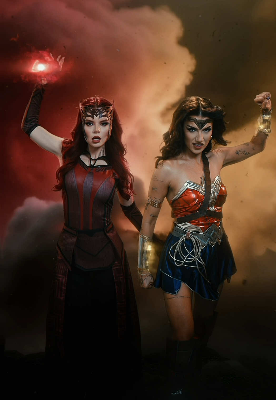 two universes colliding with @Sarah New 🔥 #marvel #dc #wandavison #wonderwoman 