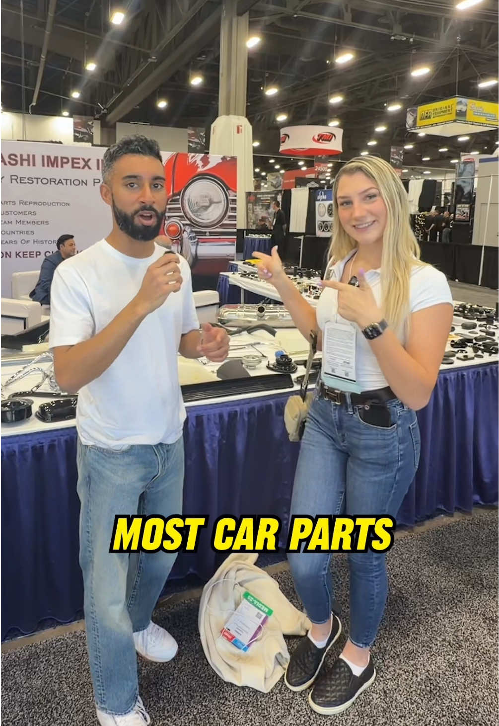 Guessing Car Parts by Feel at SEMA! 🔎 #cars #cartok #carparts #tiktoksemashowcontest #cargirl 
