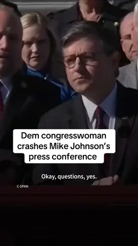 A Democratic congresswoman interrupted a press conference by House Speaker Mike Johnson and demanded he talk to Democrats to negotiate an end to the longest government shutdown in U.S. history.