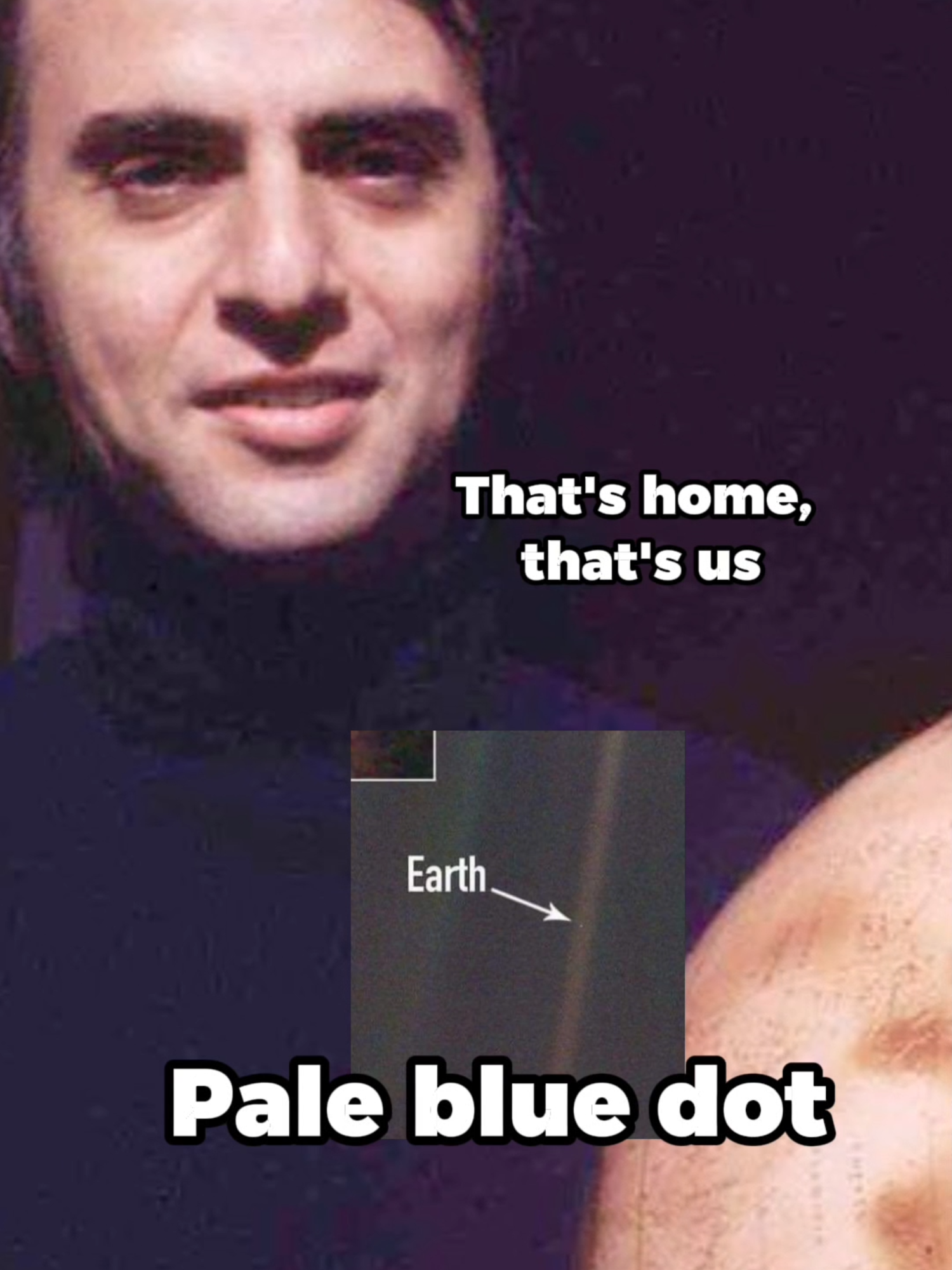 #الفضاء النقطة الزرقاء الباهتة. صورة الأرض الحقيقية من الفضاء لمركبة فوياجر 1900