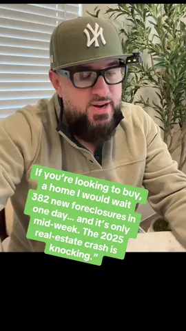 382 new foreclosures in one day… and it’s only mid-week. The 2025 real-estate crash is knocking.” #anttsinc  I downloaded the numbers before heading out—382 foreclosures hit on a Wednesday. That’s rare; the first and last weeks of the month are usually quiet. Top five states leading in foreclosures right now: Texas, Florida, California, New York, and Illinois. Foreclosures are up 16%, inventory’s around 1.1 million, and applications for refis and purchases have stalled. Even homeowners who thought they had equity are getting denied after appraisals. The slowdown’s real, and 2025’s housing correction looks closer than people think.