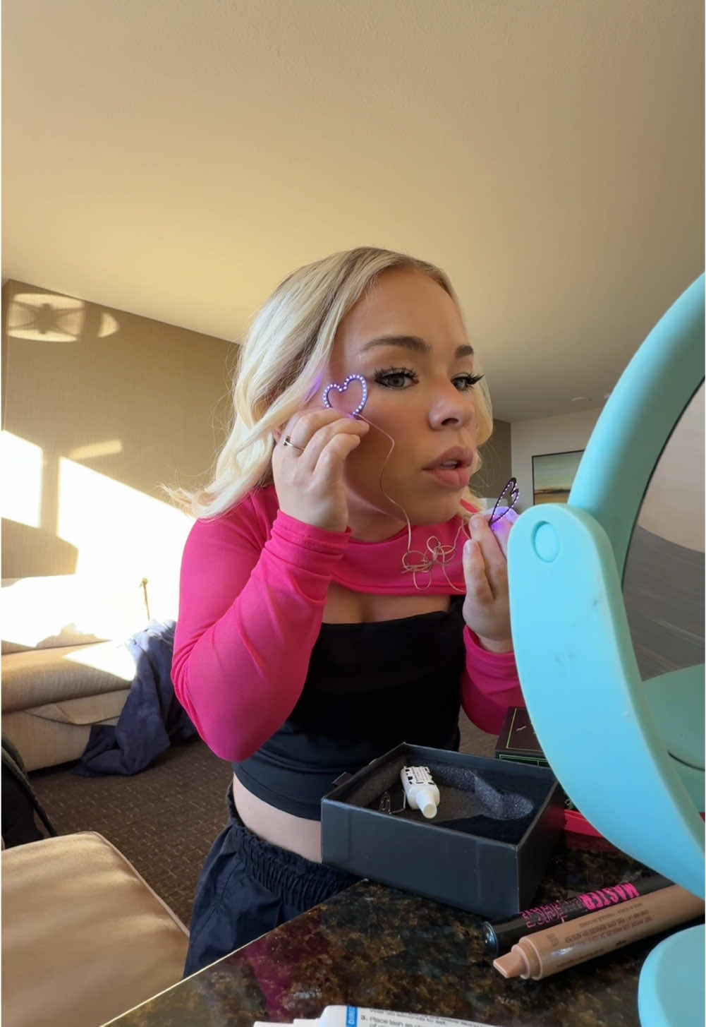 The best part about comps is that you can be extra and no one bats an eye 💖 except I did take the hearts off for finals cause I didn’t love them and was worried the wires might end up in the way 😆 #linedance #linedancecompetition #bloompartner @Bloom Nutrition 