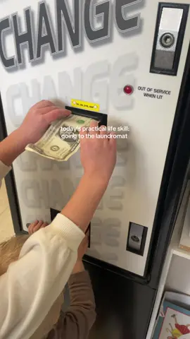 Things we learned: how to convert our dollars to change, how to use the machines, and lots of patience lol #practicallifeskills #homeschool #momlife 