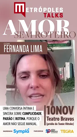 Conhecida por se reinventar ao longo da carreira, como apresentadora, atriz, produtora e ativista, Fernanda Lima tem se destacado por trazer reflexões sobre empatia, desigualdade e o poder da escuta. Sua fala carrega sempre um convite à consciência e ao amor em tempos de pressa e desconexão. 👉 Ela é a próxima convidada do Metrópoles Talks em São Paulo. Com o tema 