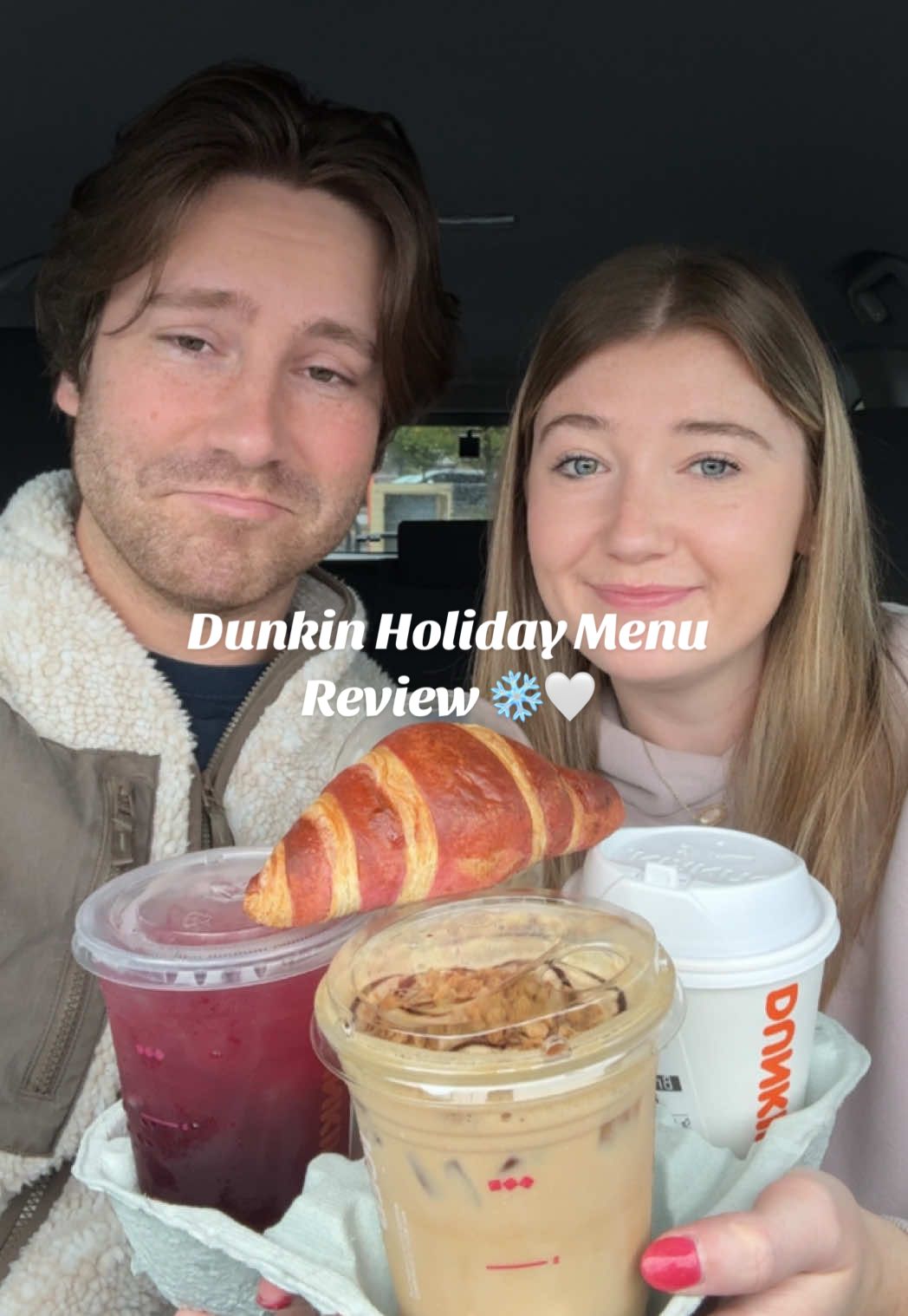 trying the NEW Dunkin Holiday menu!! ❄️❤️🤍 @Dunkin'  #dunkin #dunkindonuts #dunkinholidaydrinks #Foodie #foodreview 