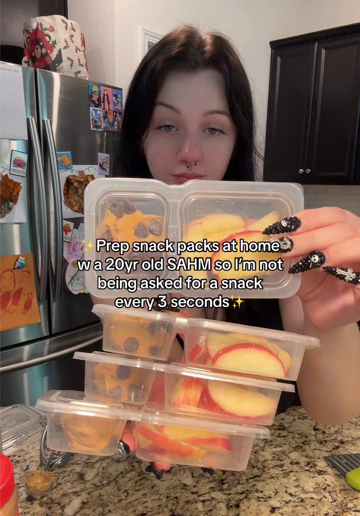 ✨If I had a dollar for every time I heard “Mom, can I have a snack?” I’d have enough to buy a snack factory. So I started meal prepping snack packs instead 🫶🍎✨ #SAHMLife  #MomHack #SnackPrep #StayAtHomeMom #MomLifeUnfiltered 