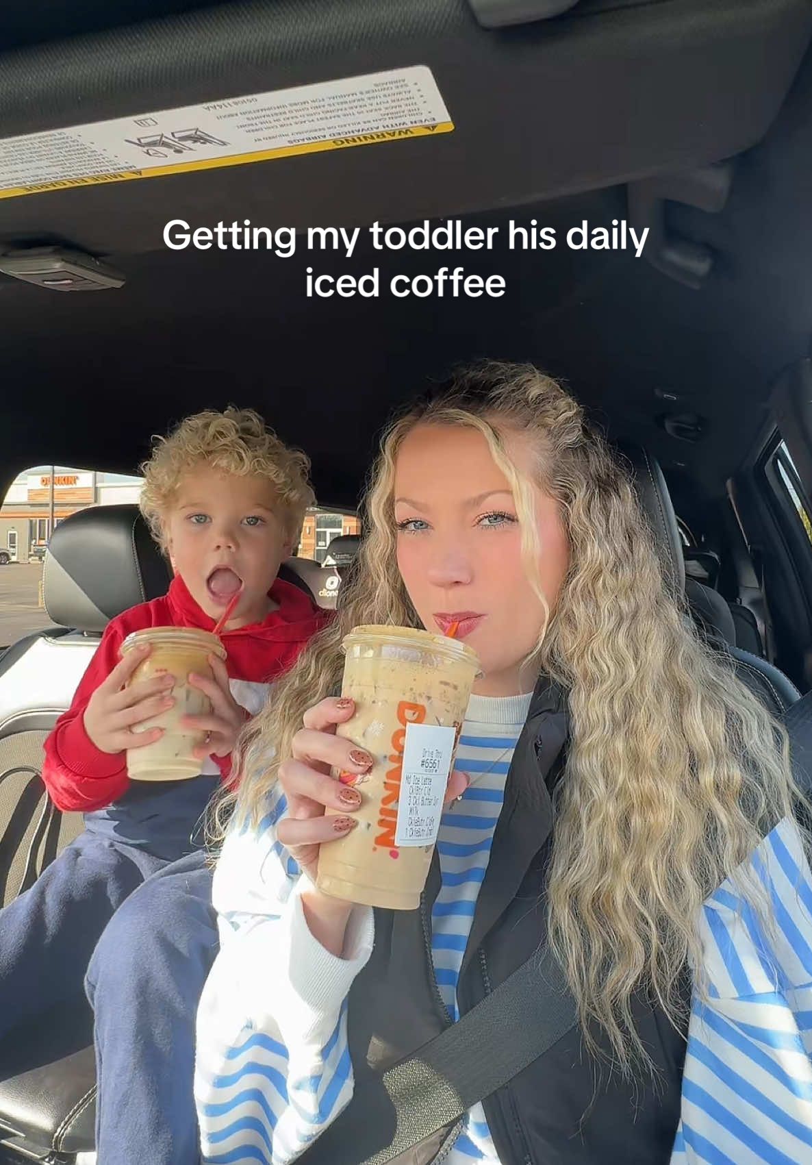 @Dunkin' dropped their holiday menu today so the coffee loving king & I RAN to get some!!!🎅🏻♥️☕️ We got cookie butter cloud latte’s & as Leo said, they were a 12/10😍🍪🧈☁️✨ #toddlermom #momandtoddler #toddlercoffee #coffeerun #dunkin 