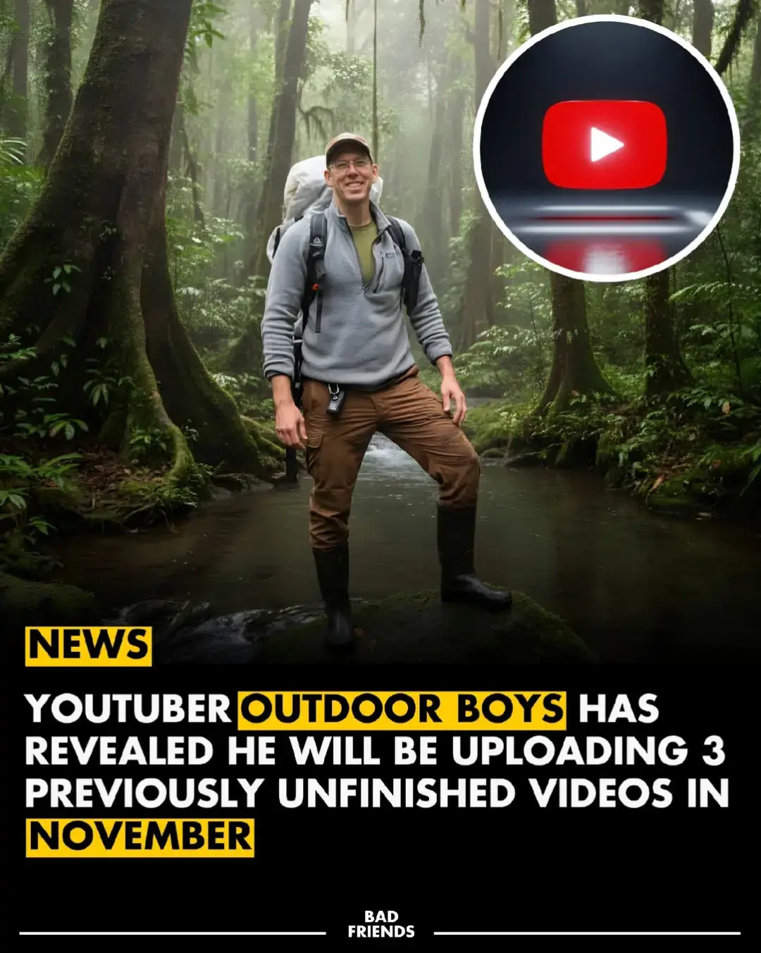 🎣 Outdoor Boys Are Back But on Their Own Terms 🌲 After shocking 15 million fans with his retirement, YouTuber Luke Nichols is officially returning and this time, it’s all about balance, family, and creative freedom. He’s announced three new upload dates starting this December, but says the comeback isn’t about chasing views it’s about doing what he loves, without the burnout. 💬 Luke opened up about how fame, nonstop filming, and public pressure pushed him to step away and how time off helped him rediscover what really matters. Now, he’s back, grounded, and ready to share adventures the way they were meant to be. 💪🌍