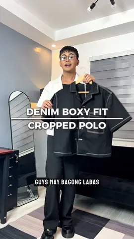 Denim Boxy Fit Polo | Huilishi Denim Cropped Polo | Crop Polo for Men #boxycropped #croppedpolo #croppedpoloformen #cropshirt #croppedshirtformen