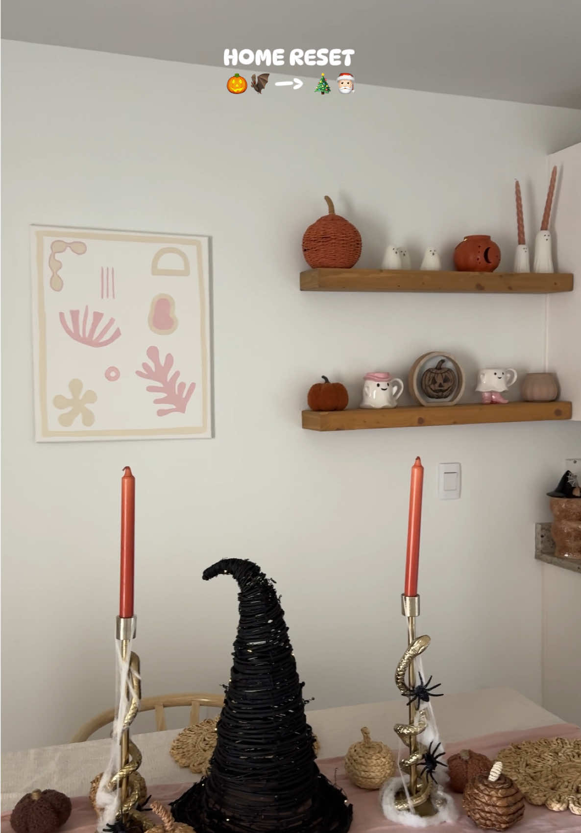 Why am I always so sad to see Halloween go?!? 🎃😭 Although so excited to get Christmas decor up and do some shopping! 🎄🤎🎅🏻 #homereset #housereset #christmasdecor #halloweendecor #CleanTok 