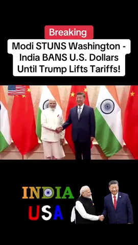 Modi STUNS Washington - India BANS U.S. Dollars Until Trump Lifts Tariffs! In a move that's sending shockwaves through Washington, Prime Minister Narendra Modi has banned U.S. dollar transactions in India until President Trump lifts his sweeping tariffs. Once a cornerstone of America's Indo-Pacific strategy, India is now shifting toward Beijing's orbit — signaling a dramatic global power realignment. From trade wars to currency battles, this episode breaks down how Trump's tariff gamble has backfired, why India is embracing China's economic influence, and what it all means for Canada and the rest of the world. What do you think — is India's bold move the start of a new financial order? #usa #india #china #viral #foryou 