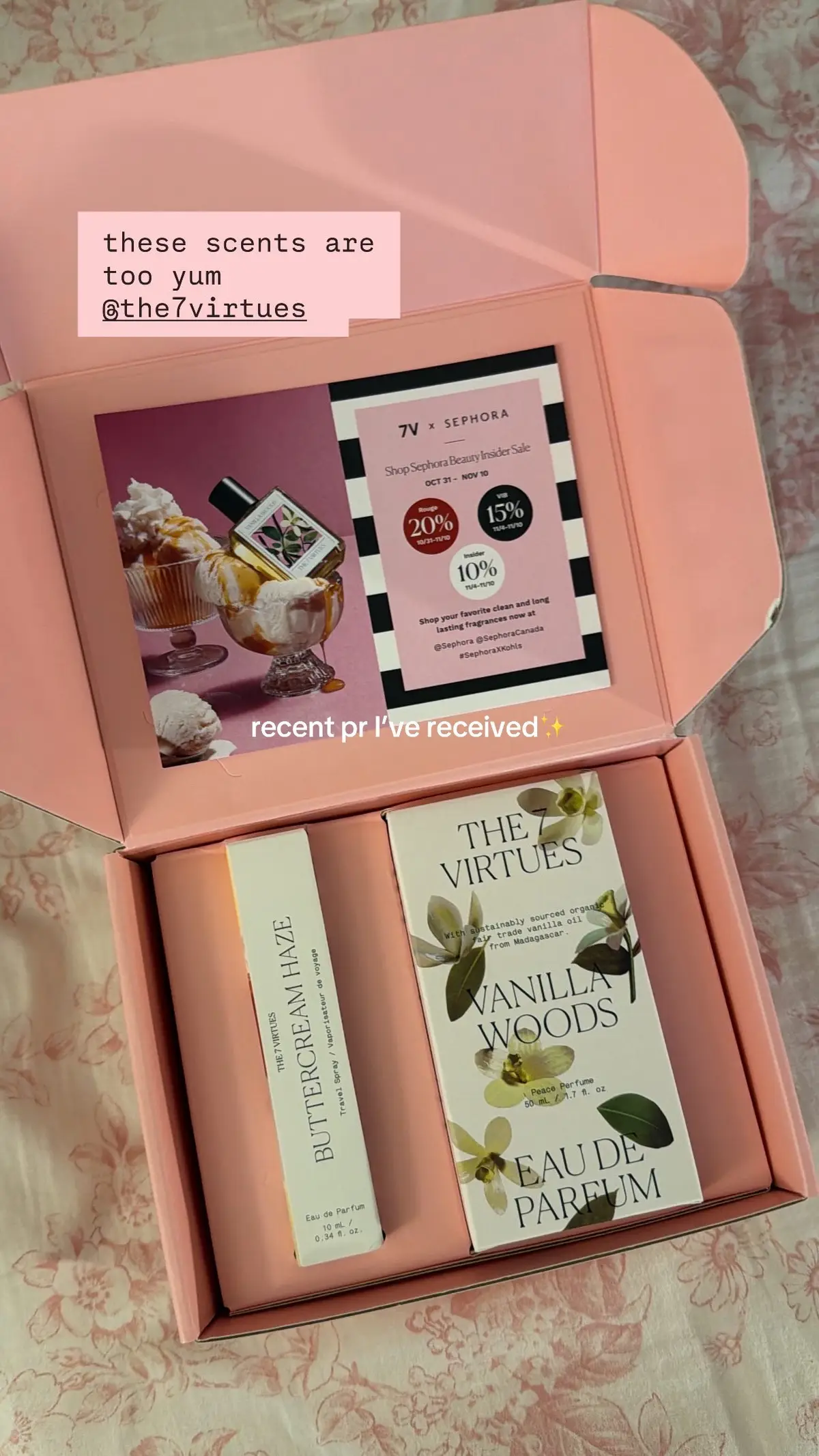 literally so grateful for this and it wouldn’t be possible without any of you ✨ @The 7 Virtues Perfume @Fenty Skin @Rare Beauty @Naked Sundays @FRENSHE @Shark Beauty @Glow Recipe #pr #prhaul #prhauls #prunboxing #microinfluencer 