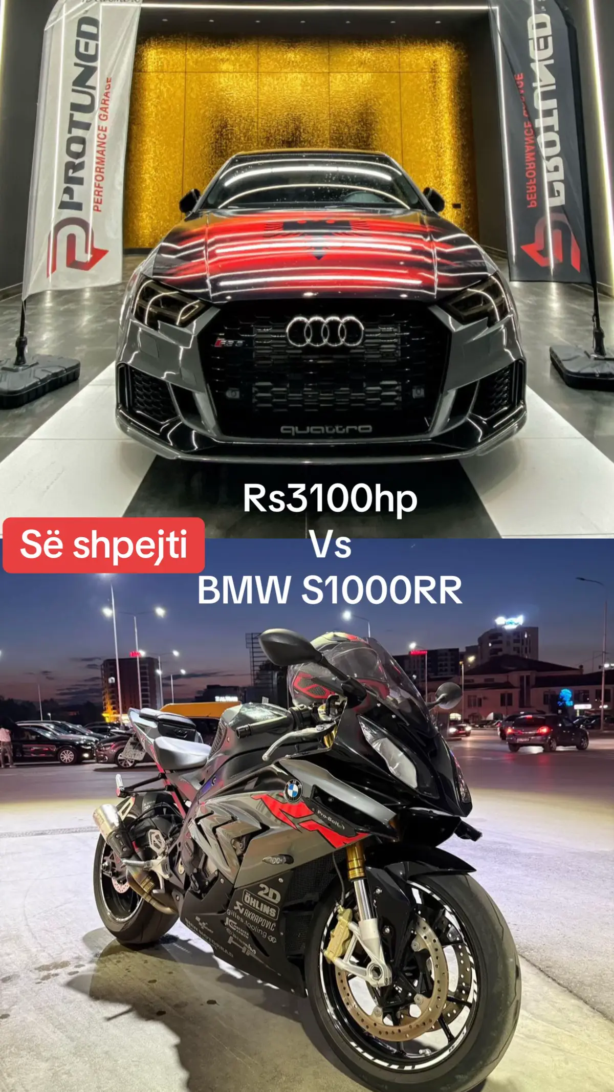 Një super #race po vjen #audi #rs3 vs Bmw #s1000rr #staytune  @bledi.S1KRR 
