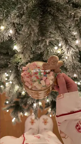 cozy christmas night ❄️🎄 - hot chocolate, cozy pjs & a good book to end the day #christmasaesthetic #nightroutine #christmastok #cozychristmas #cozynights 