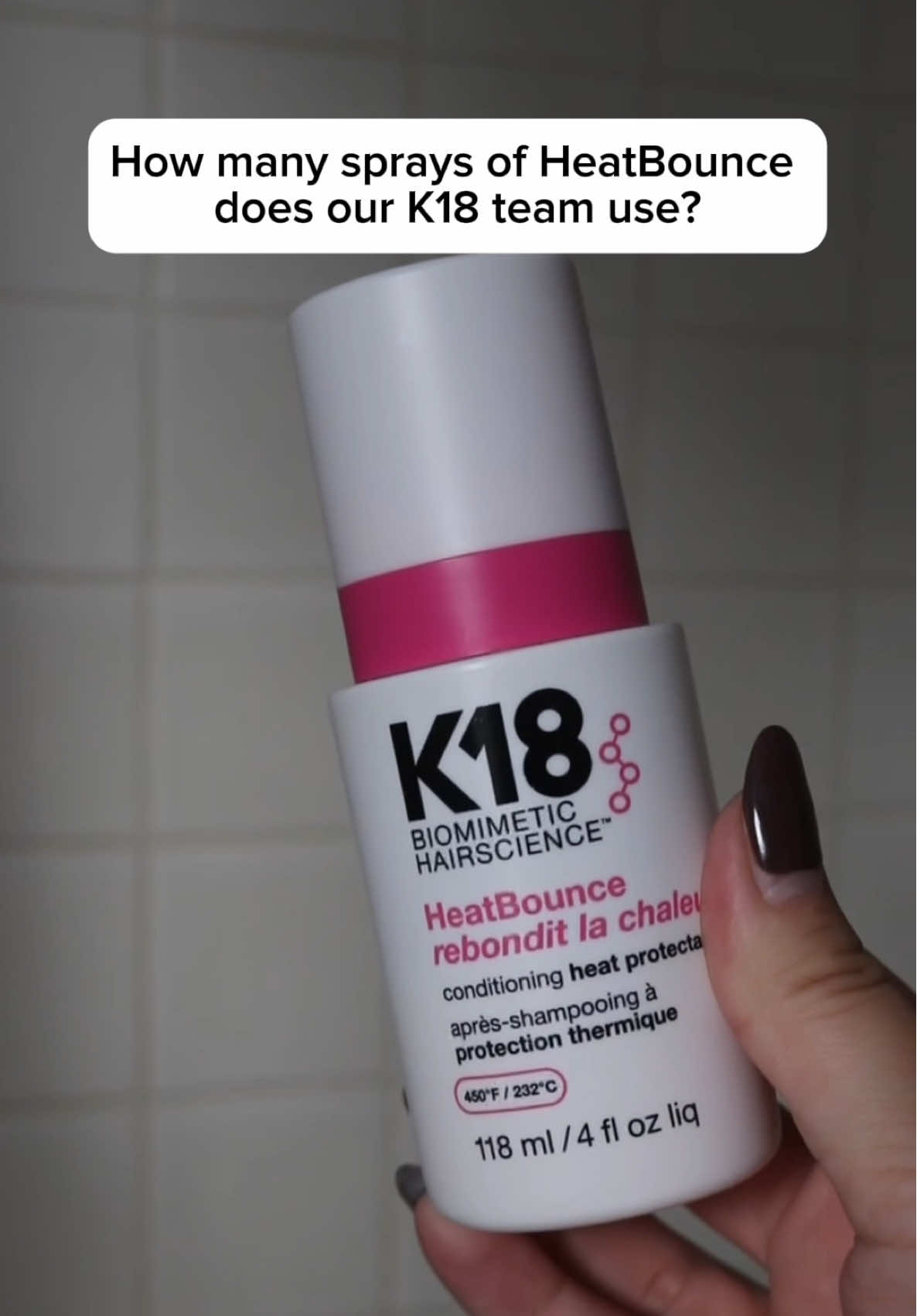 Here’s exactly how much HeatBounce  our K18 team uses!  Remember to start small and build as needed! Hair should feel soft and tangle-free, but not coated. #k18hair #k18results 