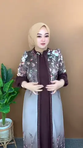 Dinaraa dress Bahan Ceruty kombinasi airflow Premium By rizha boutique Gamis Muslim Belah Tengah#dress #gamis #bajuhariraya #idulfitri 