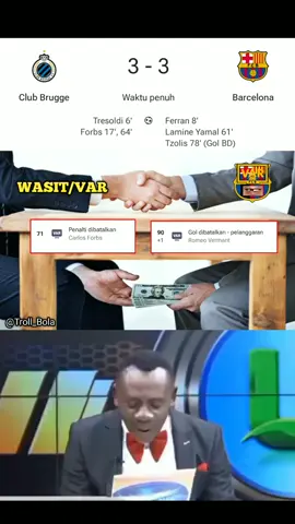 Udah di bantu wasit, lawan klub kecil Barcelona masih gk mampu menang😆😂🤣 Barcelona = Badut UCL😆 . . #barcelona #clubbrugge #ucl #championsleague #ligachampions