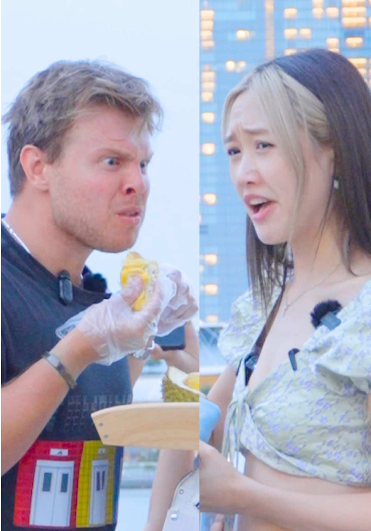 First time trying DURIAN 🇸🇬 (with @supercatkei ❤️) What do you think? 😬 #singapore #durian #foodreview 