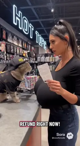 Cat couldn’t stand this customers yapping. #viral #funny #fyp #sora #ai 
