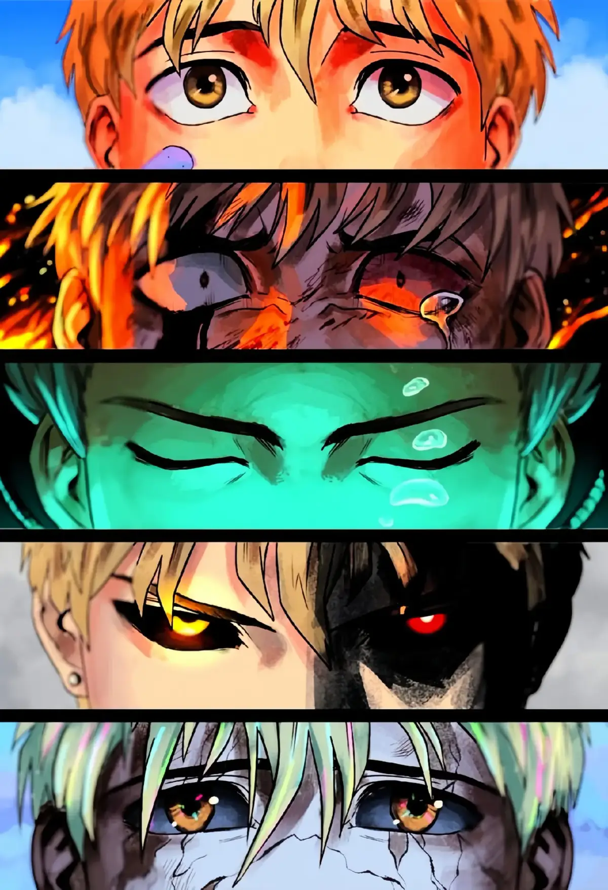 Genos is a 19-year-old cyborg in One Punch Man who is Saitama's loyal disciple. Although most of his body is robotic and only his brain remains intact, Genos is known for his immense strength, high speed, and strong sense of justice. Garou kills Genos. After transforming under the influence of 