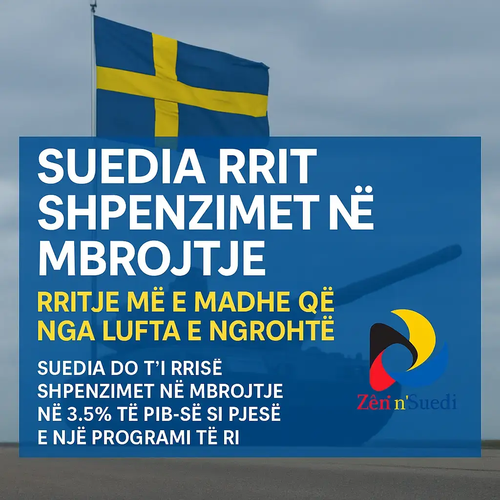 Sweden synon rritje të shpenzimeve për mbrojtje – ngritja më e madhe që nga Lufta e Ftohtë Qeveria suedeze ka njoftuar se do të rrisë shpenzimet në mbrojtje në 3.5% të PIB-së si pjesë e një programi të ri për fuqizimin e kapaciteteve ushtarake dhe mbështetje për NATO-në.  Ky është një zhvillim i rëndësishëm që pason anëtarësimin e Suedisë me NATO-n dhe ndryshimet në skenën e sigurisë europiane. Pse është i rëndësishëm për shqiptarët në Suedi? Për bizneset dhe profesionistët shqiptarë që veprojnë në sektorin e sigurisë / teknologjisë, mund të hapen mundësi të reja. Ndryshime të tilla mund të rrisin kostot e përgjithshme (taksa, shërbime publike) që ndikojnë jetesën në Suedi. Informacioni rreth sigurisë dhe politikes ushtarake gjithmonë ka ndikim edhe në çështje migracioni dhe integrimi. #sverige #nato #investime #viralvideos #shqiptaretneperbote 