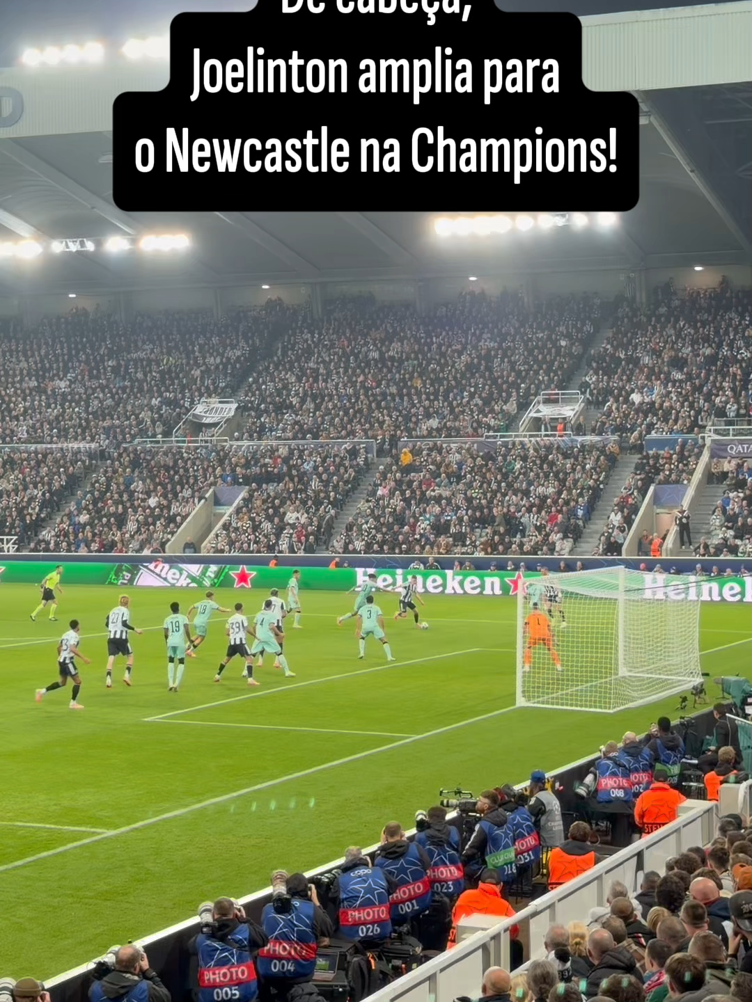 JOELINTON NELES! O Newcastle ganhou o jogo contra o Athletic Bilbao por 2 a 0 com um gol do brasileiro. O outro foi marcado pelo Dan Burn #tiktokesportes #joelinton #newcastle #championsleague