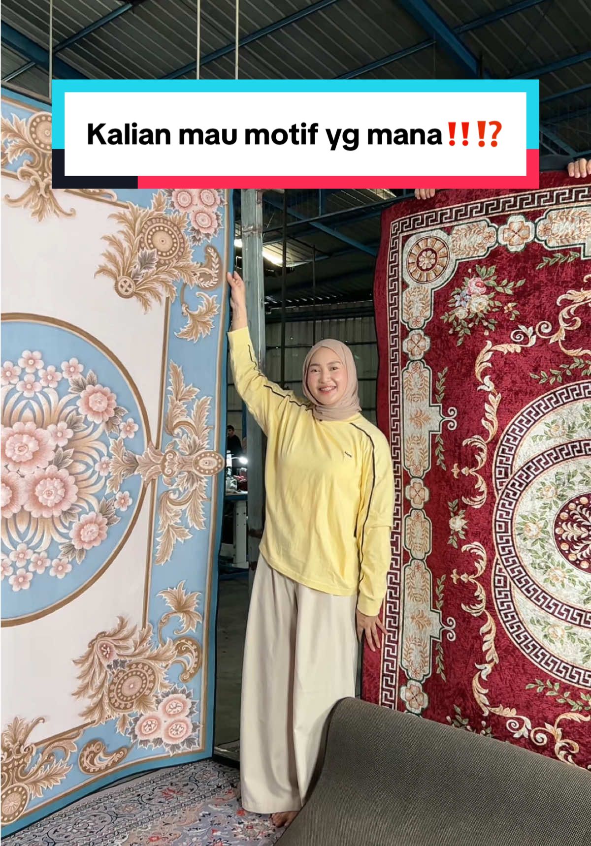 Kalian mau motif yang mana 😍✈️ ada motif baru🫣😍 masuk live buruan harga spesial langsung dari pabrik‼️✈️ #karperpermadani #indytiaras_ #fypシ゚ #ischaindyofc #karpetaesthetic 