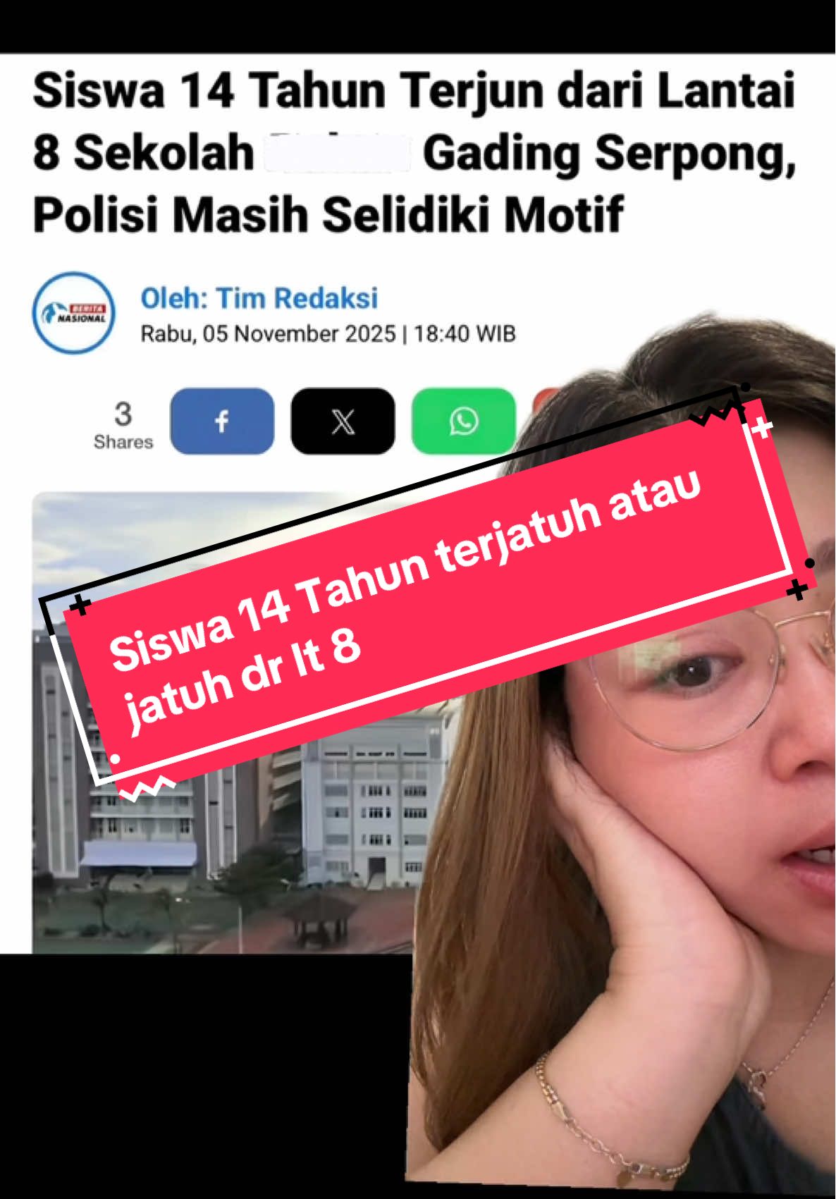 Siswa 14 Tahun terjatuh atau jatuh dr lt 8