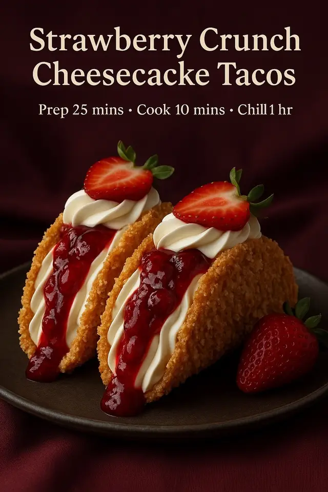 strawberry crunch cheesecake tacos #strawberrydessert #cheesecaketacos #summertreats #sweetinspo #dessertlover